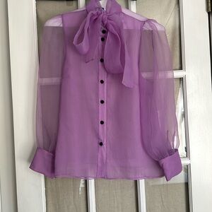 Zara Purple Bow Blouse